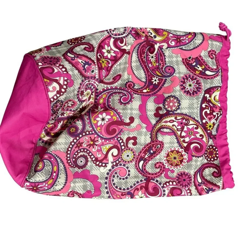 Vera Bradley Pink Paisley Laundry Bag Large Shoulder Bag Duffle Drawstring